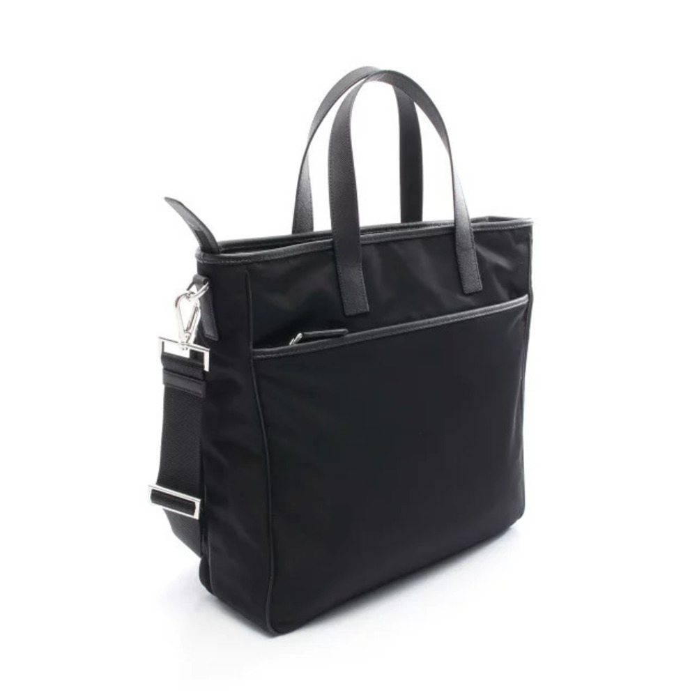 Prada VITELLO Leather CITY Business Black Bag Saffiano Black